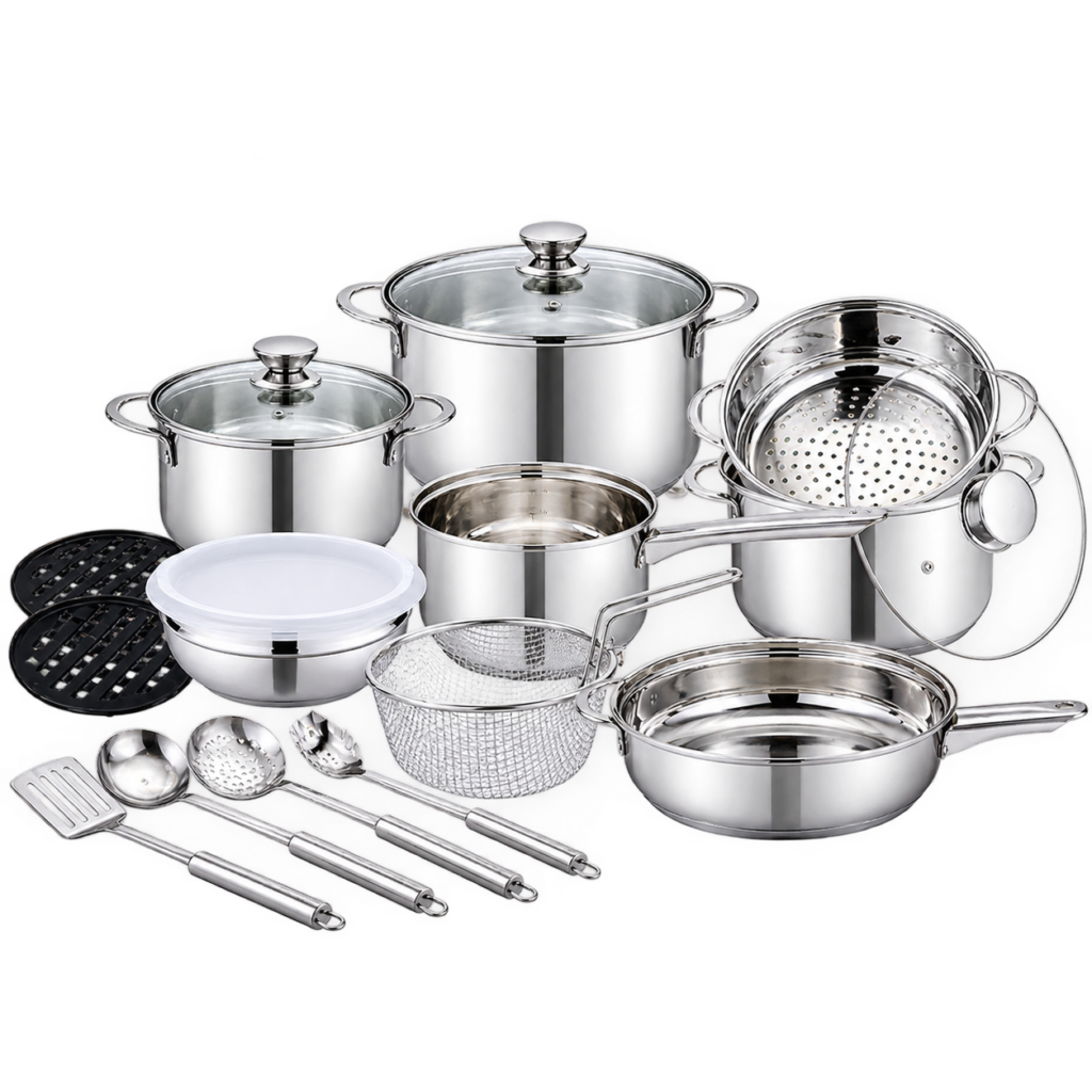 Bộ nồi chảo inox 18 món Emberton EB 14201ST cao cấp dùng cho bếp từ