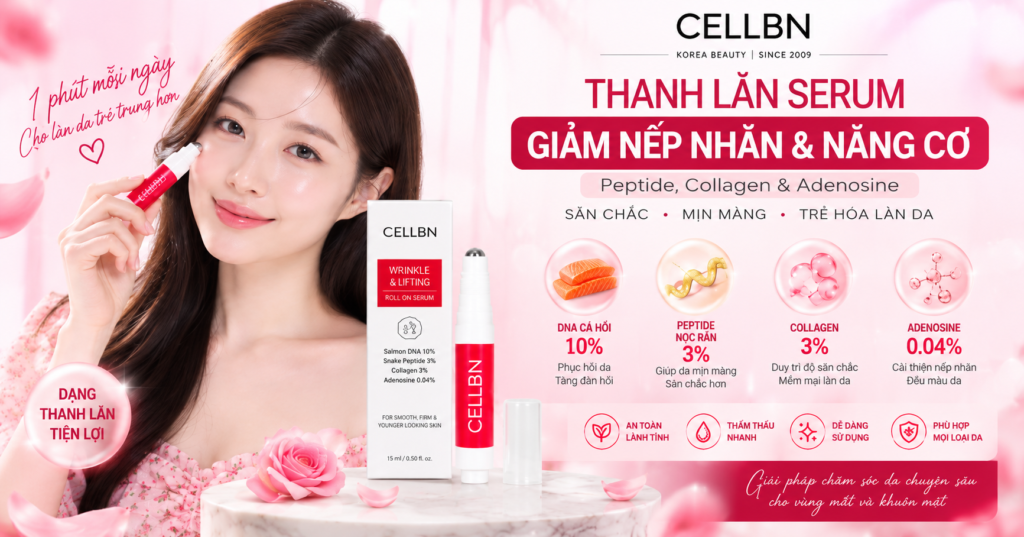 thanh lăn serum cellbn giảm nếp nhăn & nâng cơ 15ml – peptide, collagen & adenosine